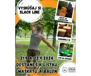 Slack line, bubny a maskot zo Steam Factory